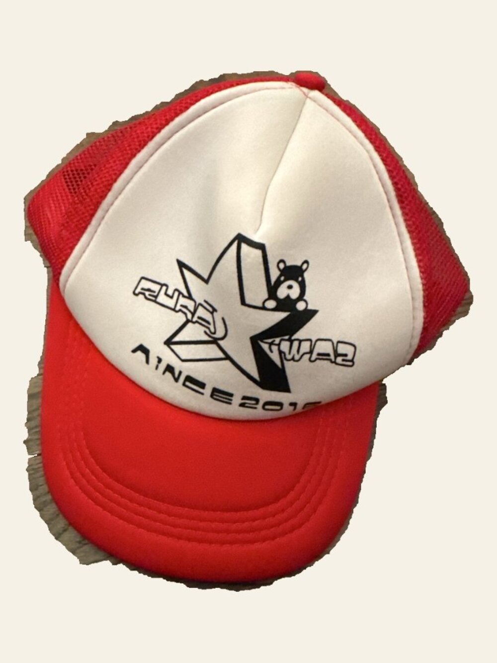 Red White Star Bear Graphic Mesh Trucker Cap